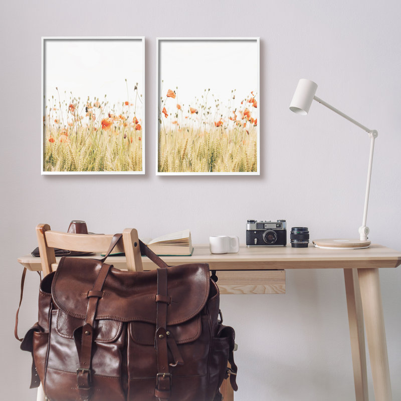 «Country Poppy Field», impression sur bois 2 pièces, H 20 po x l 32 po x P 1,5 po