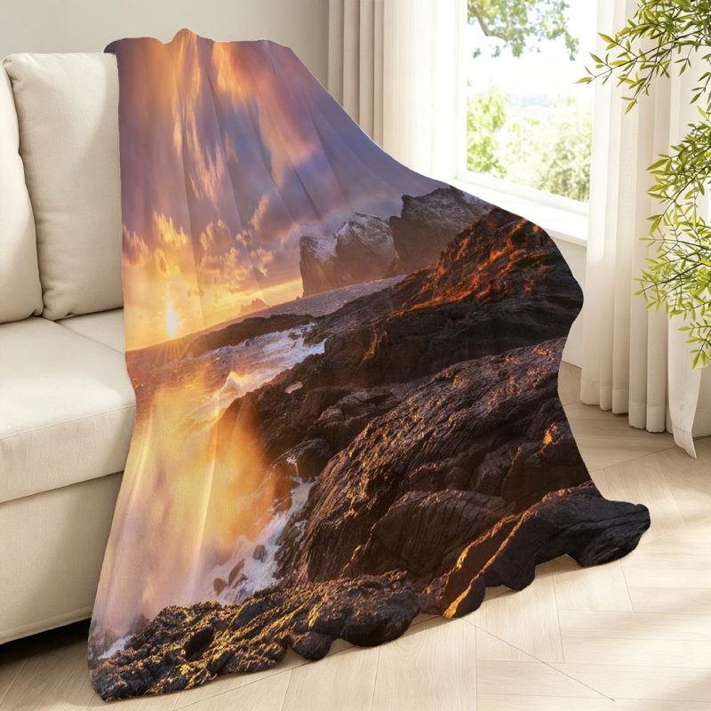 Jeté en flanelle bleue ultra douce, Throw 40" x 50"