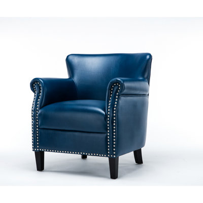 Fauteuil club bleu marine - l 19,3 po de largeur, revêtement en cuir gélifié, fauteuil de style profondeur de 31 po, rembourrage en mousse, détente