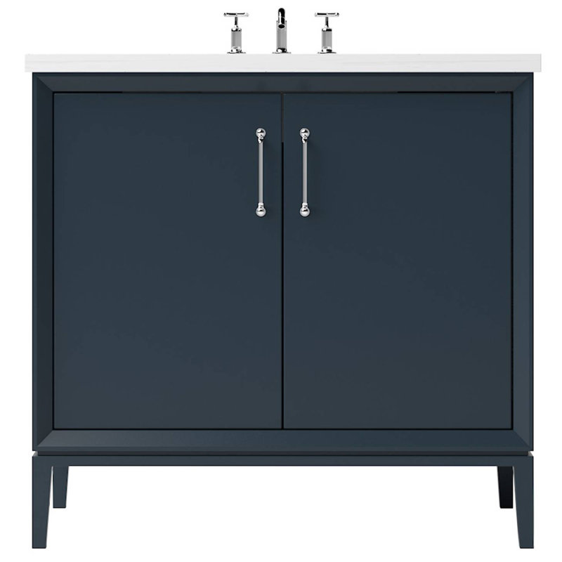 Alexandra Single Bath Vanity, Hague Blue, 42", Polished Chrome