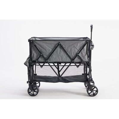 Double layered Collapsible Utility Wagon for Camping and Beach, 441LBS Folding Folding Cart