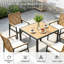 Ensemble repas 5 pièces avec plateau en bois d'acacia, chaises en rotin et trou pour parasol