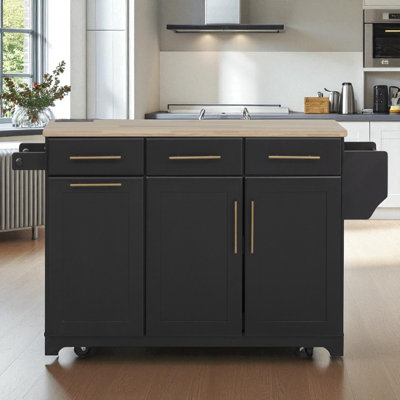 59.3" Wide Kitchen Island With Extendable Tabletop