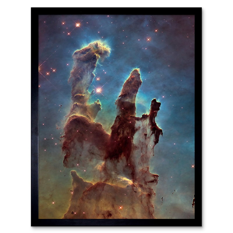 Hubble Telescope WFC3/UVIS M16 Blue Haze Pillars Creation - Single Picture Frame Print