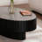43.5'' Modern Oval Wooden Olive-shaped Coffee Table With Solid Wood Fluted Design For Living Room-686949904