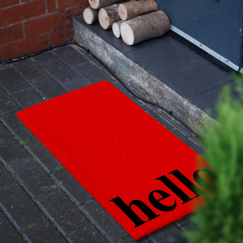 Arnitha Non-Slip Outdoor Doormat, Rectangle 2' x 3', Red/Black