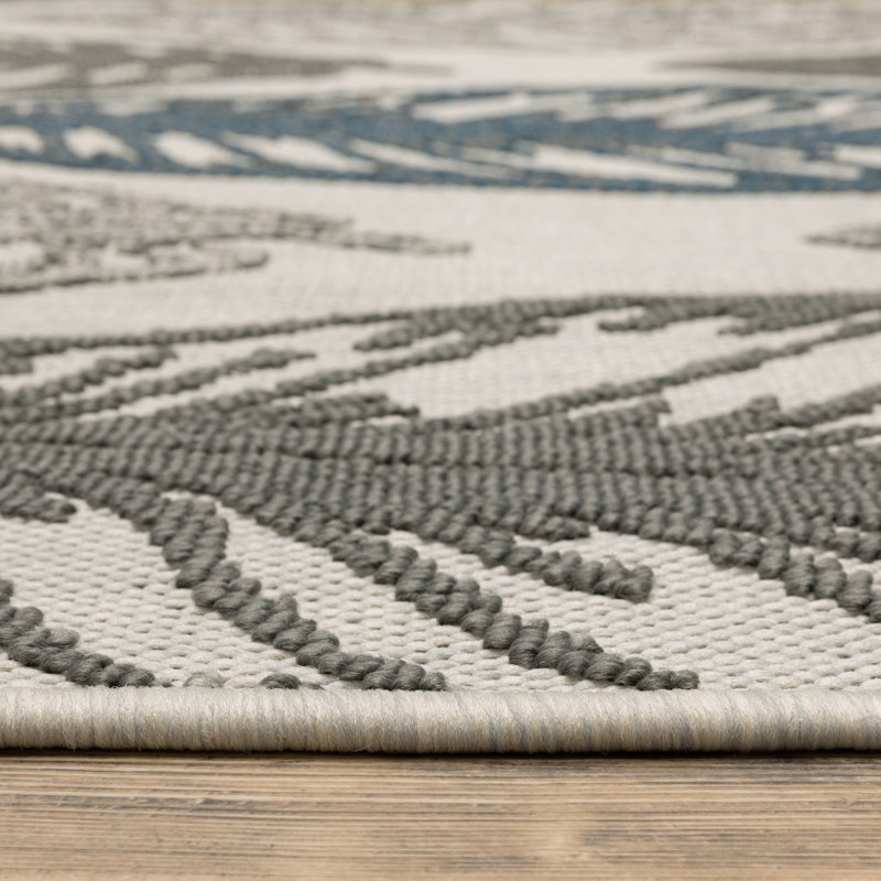 Tapis intérieur / extérieur à feuilles tropicales Gibney, Rectangle 3 pi 3 po x 5 pi