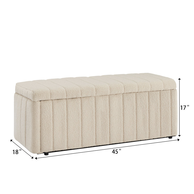 Banc de rangement rembourré avec couvercle rabattable Temon, Beige