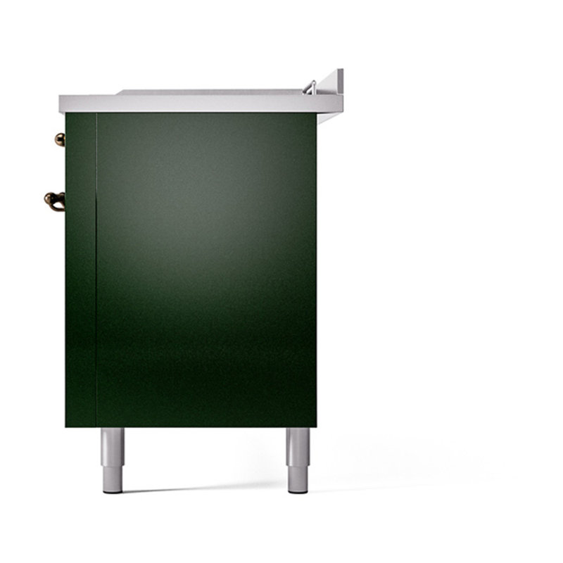 ILVE Nostalgie II Noblesse 60 in Dual Fuel Range 7 Burner, Griddle, Frenchtop, Emerald Green/Burnished, Natural Gas