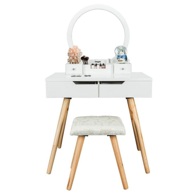 Ensemble de coiffeuse avec tabouret et miroir