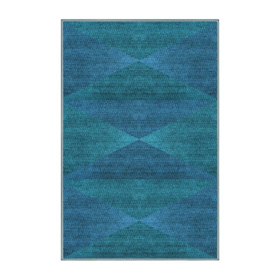 Tapis bleu light en laine géométrique Tyra