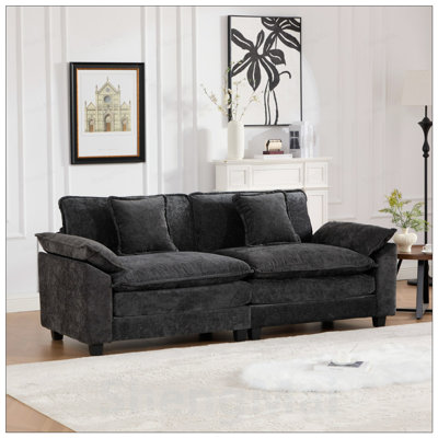 Causeuse plus large avec accoudoirs, canapé modulaire moderne pour le salon et un appartement, coussin de siège rembourré à double couche confortable, tissu chenille respirant