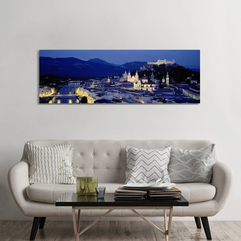 High Angle View Of Buildings In A City, Salzburg, Austria - Wrapped Canvas Panoramic Print, 182.88 cm H x 60.96 cm W