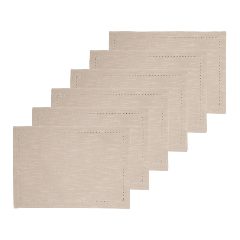 Ensemble de 6 napperons Hemstitch, Tanné