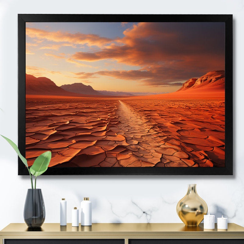 «Scenic Landscape Desert Mirage II», reproduction d'art sur toile, Cadre simple noir, H 30 po x l 40 po x P 1,5 po