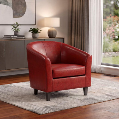  Fauteuil en cuir rouge