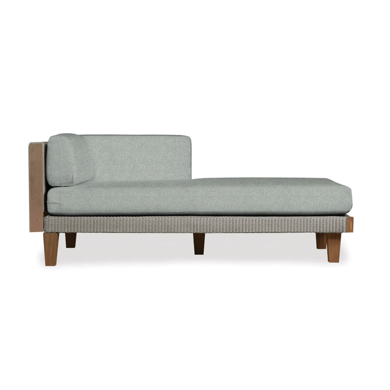 Catalina Outdoor Teak Chaise Lounge, Demo Skyway, Pewter