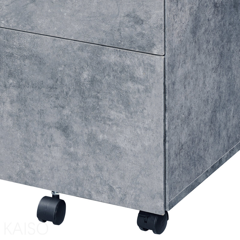 Classeur en faux béton et argent pour rangement de bureau industriel, Pierre grise
