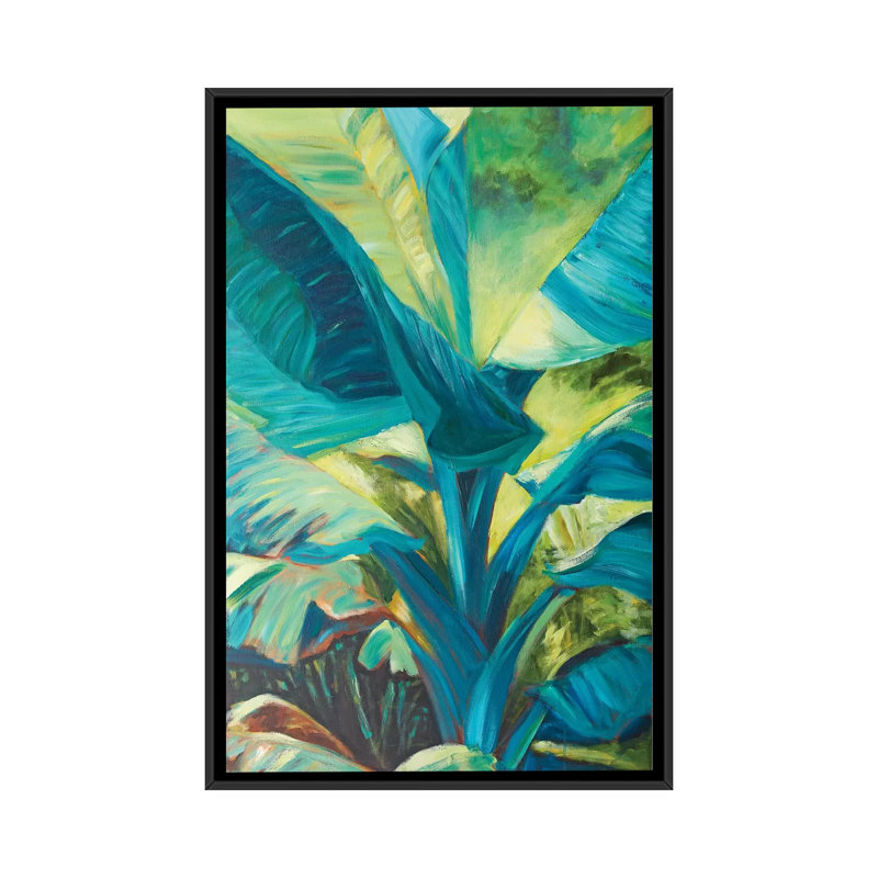 « green banana duo i », impression sur toile, H 26 po x l 18 po x P 1,5 po, Toile avec cadre noir, Pas de tapis