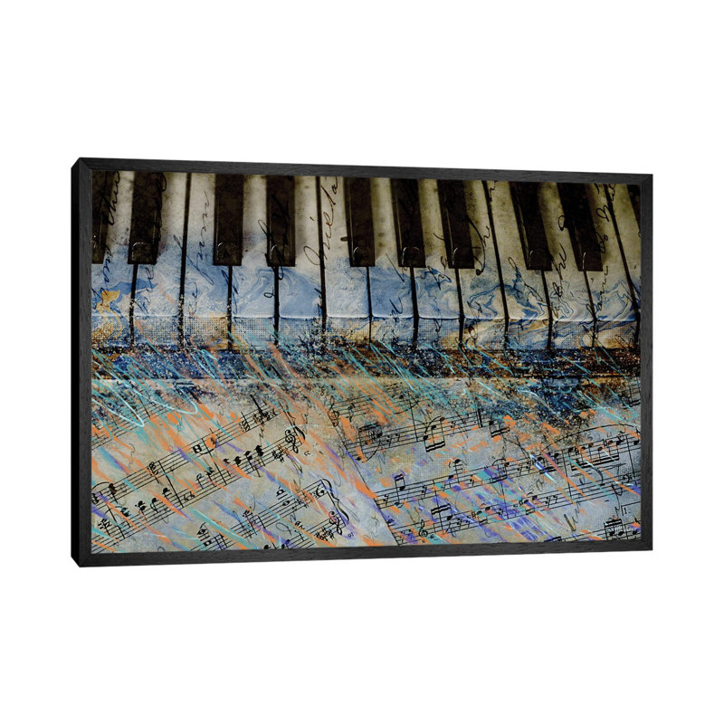 Piano Keys by Dan Meneely - Print on Canvas, Black Framed, 45.72cm H x 66.04cm W x 3.81cm D