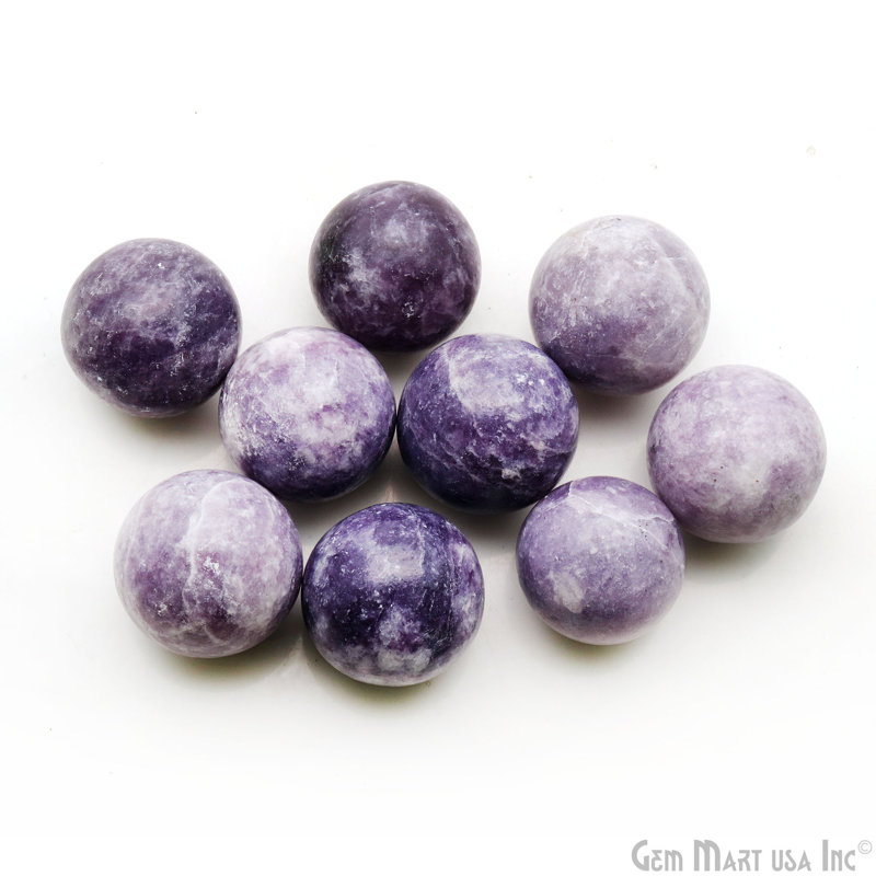 Natural Polished Gemstone Sphere, Decorative Accent, Smooth Ball Home Decor, 15-25mm, Lepidolite