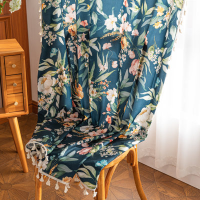  Boho Floral Curtains French Country Farmhouse Curtains 72 Inches Long Light Filtering Window Rod Pocket Drapes for Living Room 2 Panels-Green Flor