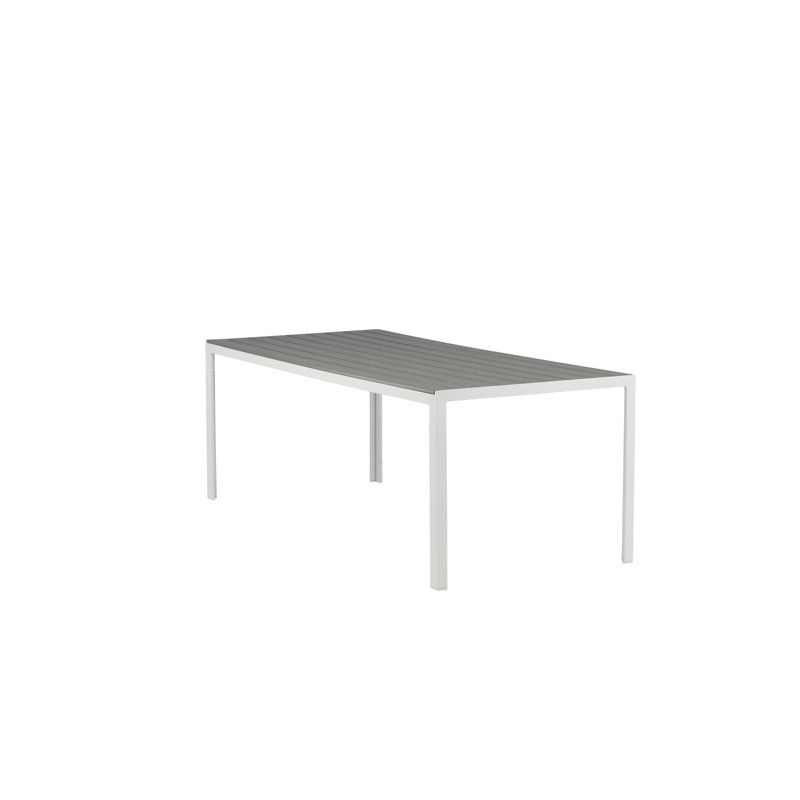 Jaafer Rectangular Wood Metal Outdoor Dining Table , 205cm cm W 90cm cm D, Grey/White