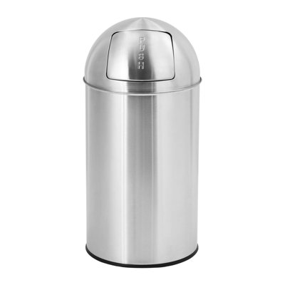 Heavy Duty Stainless Steel Trash Can 13/18.5 Gal, Tall Push Lid Garbage Bin with Removable Inner Bucket for Commercial Outdoor Use