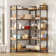 Awbree Bookshelf 5 Tier, Reversible Wood Corner Bookcase with Open Shelves for Living Room