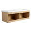 Meuble-lavabo mural 60 po avec double lavabo en résine, 4 portes à fermeture douce, chêne original, contreplaqué (KD-PACKING)