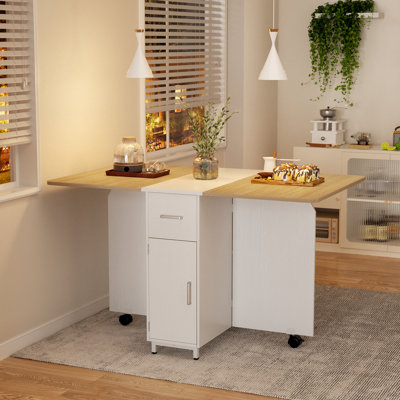 Folding Dining Table with Drawers and Cabinets