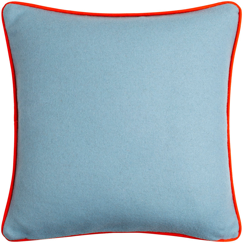 Lombard Wool Blend Reversible Throw Pillow, Denim/Orange, 20" x 20", Pillow Cover Only - No Insert