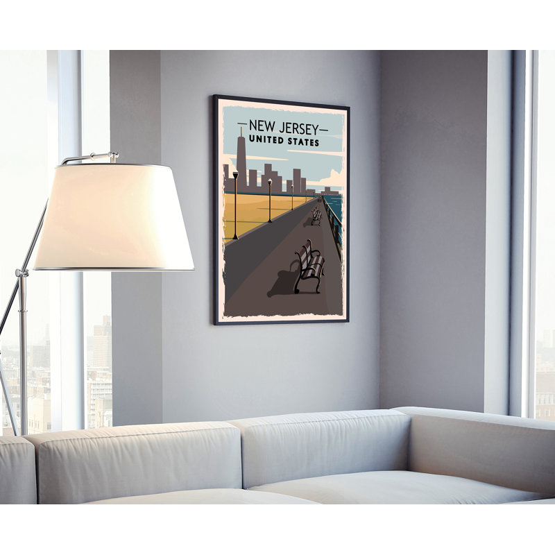 Affiche de voyage de style rétro du New Jersey, impression rétro sans cadre, art mural maison et bureau, L 16 po x H 20 po