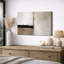Composition de bloc neutre minimaliste, accent horizontal noir avec équilibre géométrique beige et blanc, conception abstraite contemporaine, impression sur toile encadrée, impression numérique-126093076-126093078