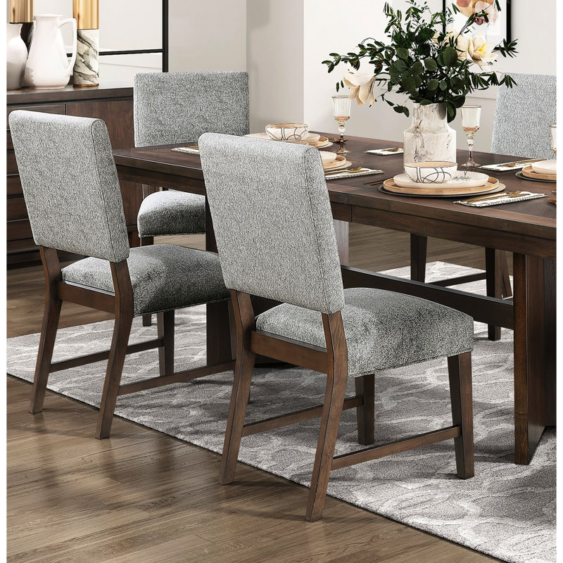 Chaises d'appoint en bois gris texturé 100% rembourrées en tissu avec finition noyer de 2, siège de salle à manger moderne, capacité de poids de 250 lb, assemblage facile pour la salle à manger, siège et dossier, capacité, nécessaire
