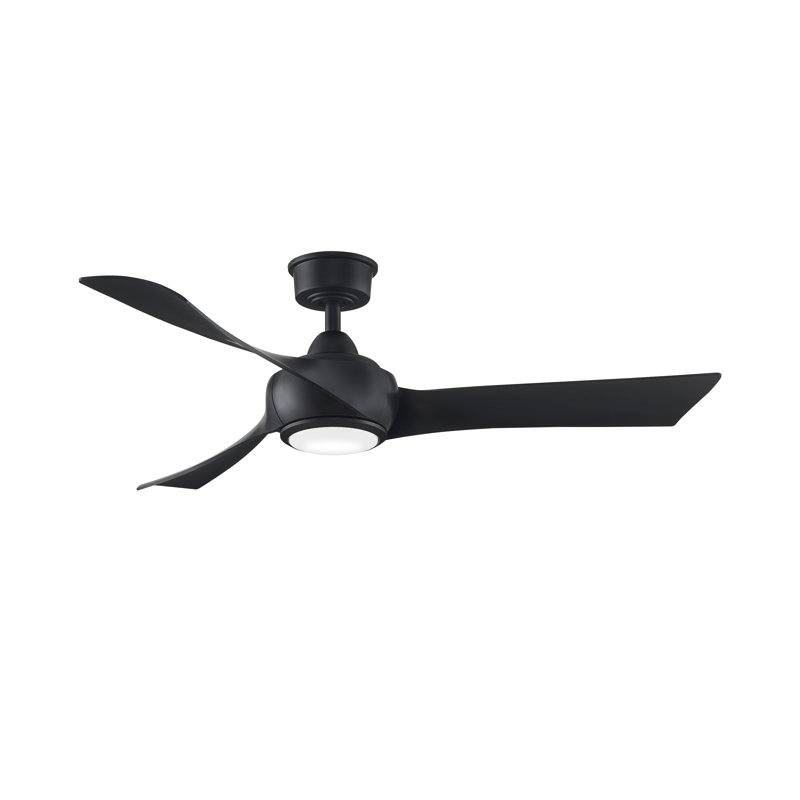 Wrap Custom 52 inch Indoor/Outdoor Ceiling Fan with LED CCT Select Light Kit - Black with Black blades