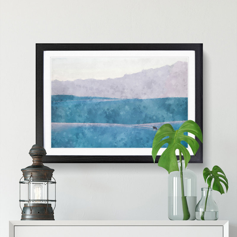 Lone Wolf Abstract - Picture Frame Graphic Art Print, 45cm H x 63cm W x 2cm D, Black Framed