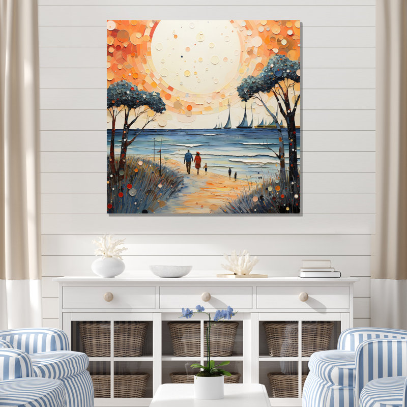 Beach Loving Couple Retrait - Nautical & Beach Wall Decor, H 36 po x l 36 po x P 1,5 po, Toile tendue