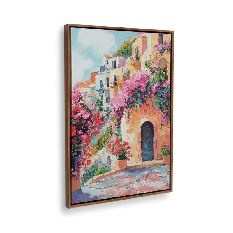 Bord de mer méditerranée II, Noyer, H 49 po x l 33 po, Cadre flottant