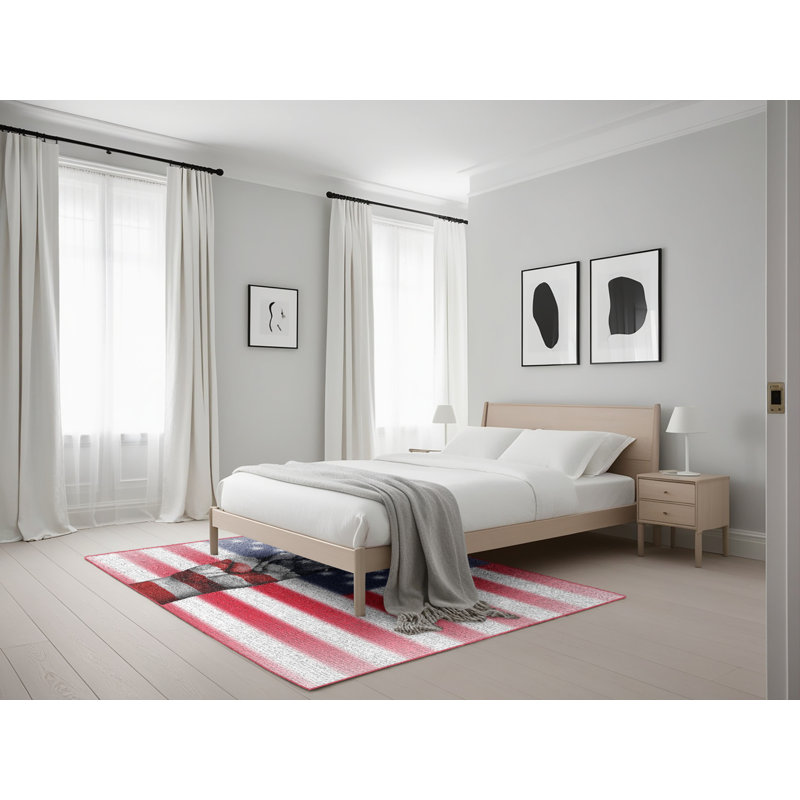 Tapis de zone rouge à drapeau américain, Rectangle 5 pi x 7 pi