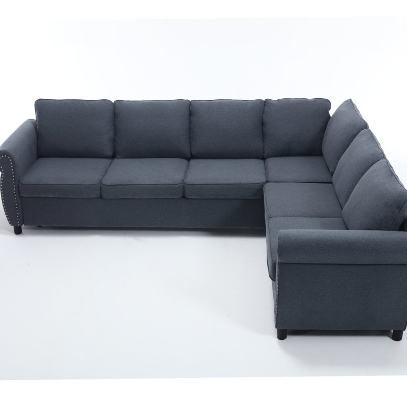 Canapé-lit modulaire en L, lit 6 places, gris, avec assise en tissu et siège stable 2 en 1, modulaire et élégant pour votre salon