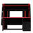 Full Size Bunk Bed with Trundle, Desk, Bookshelves, LED Light, Multifunctional Loft Bed, Red+Black