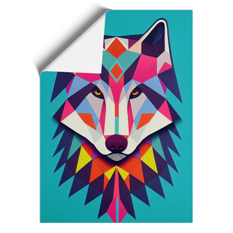 Colourful Abstract Wolf - Wall Art, 29.7cm H x 21cm W, Paper, No Matte