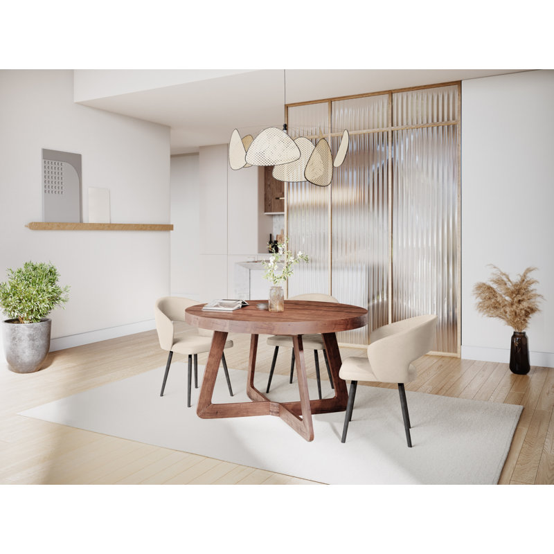 Jahkeim Extendable Beech Round Dining Table, Dark Brown