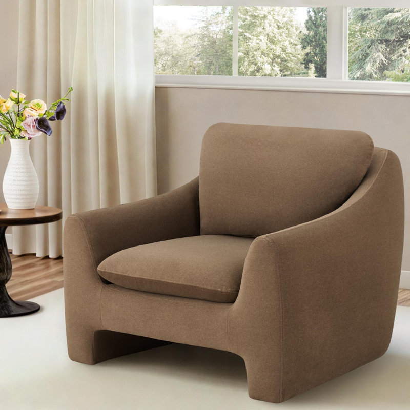 Elodie 42'' Upholstery Modern Armchair, Brown Polyester
