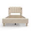 Velvet Grille-Panel Bed With Charging Station-459004539-443940764