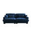 Velours bleu à 2 places avec coussins de siège élégants avec coussins décoratifs et coussins de soutien supplémentaires