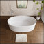 Baignoire autoportante de 65 pouces à surface solide avec trop-plein et bonde escamotable, blanc mat, conception ergonomique pour un confort ultime