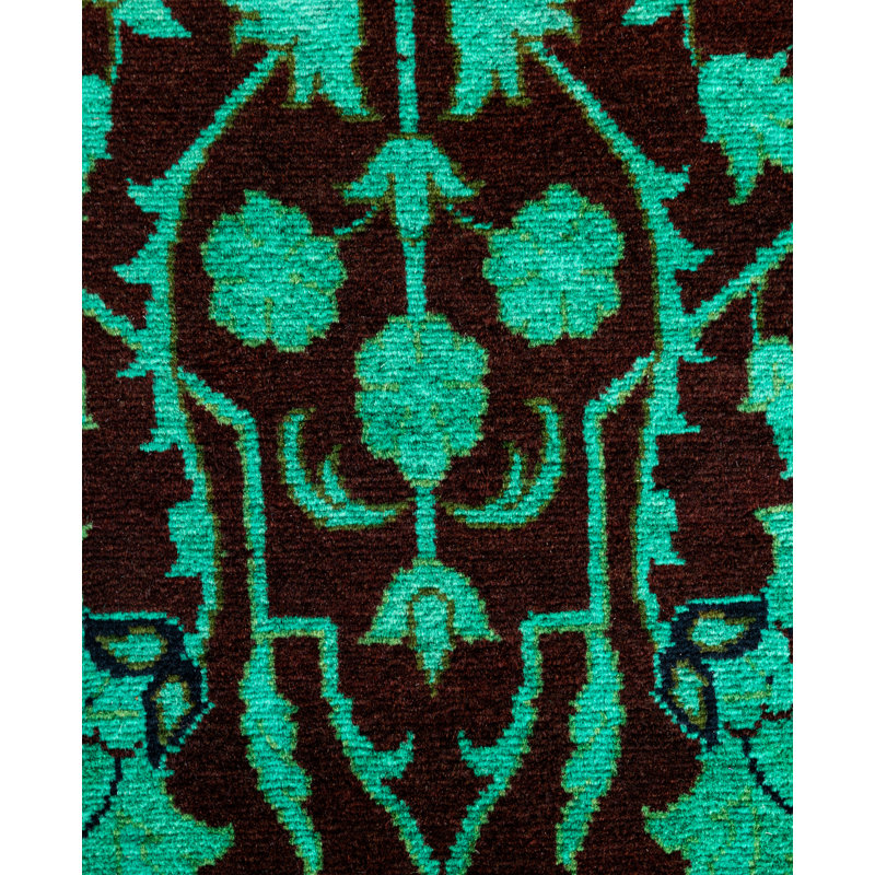 Overdyed Hand-Knotted Wool Modern-Contemporary Green Area Rug 3' 2" x 5' 4"