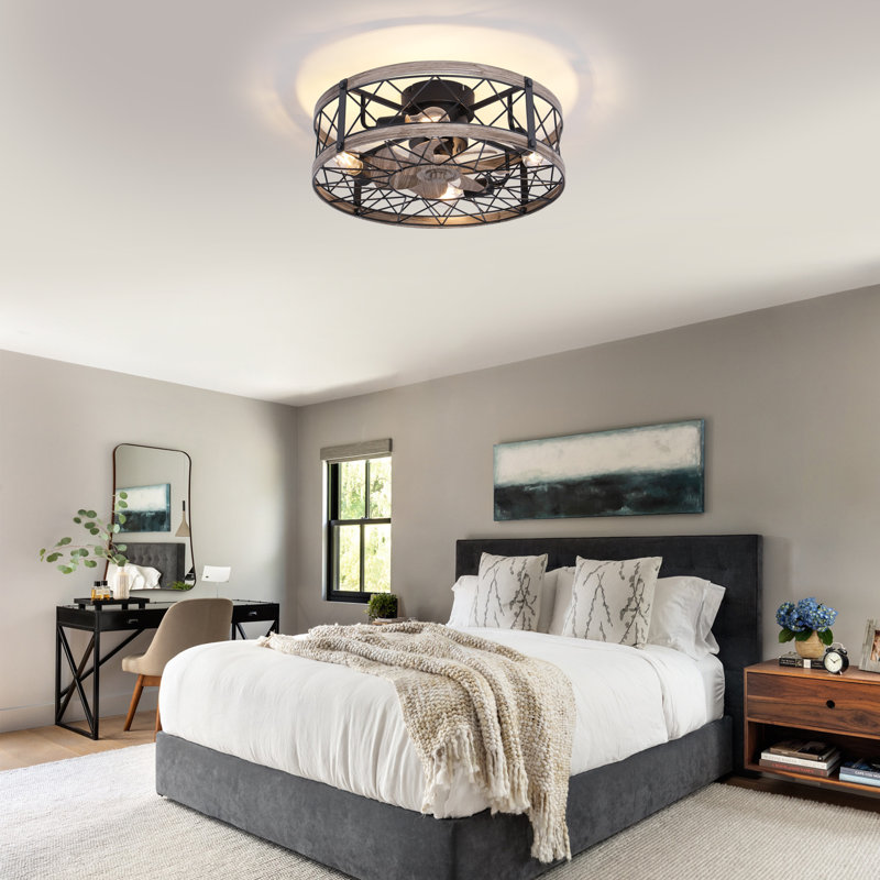 Ventilateur de plafond encastré 20 "avec lumières et télécommande, 20", Bouleau
